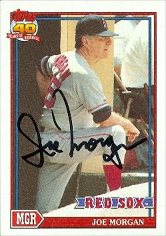 37488 Joe Morgan Autographed Baseball Card Boston Red Sox 1991 Topps No. 21