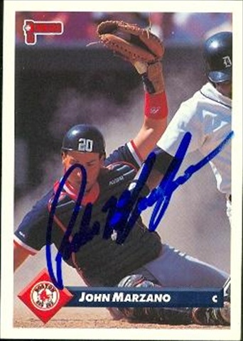 37489 John Marzano Autographed Baseball Card Boston Red Sox 1993 Donruss No. 487