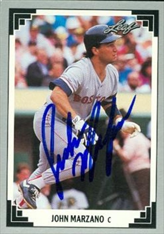 37492 John Marzano Autographed Baseball Card Boston Red Sox 1991 Leaf No. 179