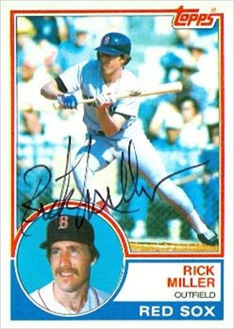 37506 Rick Miller Autographed Baseball Card Boston Red Sox 1983 Topps No. 188