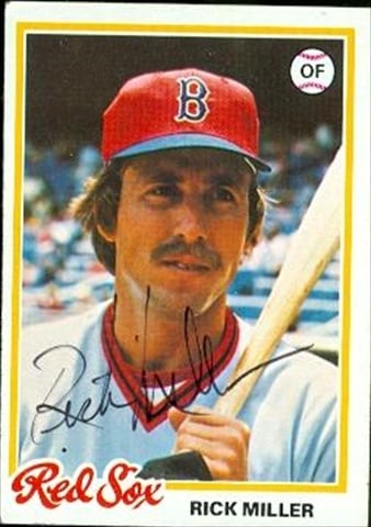 37508 Rick Miller Autographed Baseball Card Boston Red Sox 1978 Topps No. 482
