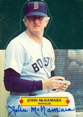 37514 John Mcnamara Autographed Baseball Card Boston Red Sox 1987 Leaf Pop Out Card