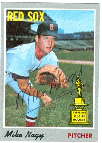 37522 Mike Nagy Autographed Baseball Card Boston Red Sox 1970 Topps All Rookie Team No. 39