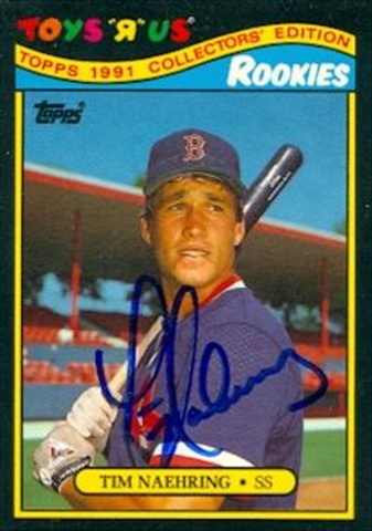 37523 Tim Naehring Autographed Baseball Card Boston Red Sox 1991 Topps Toys R Us No. 22