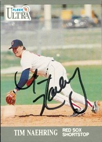 37525 Tim Naehring Autographed Baseball Card Boston Red Sox 1991 Fleer Ultra No. 36