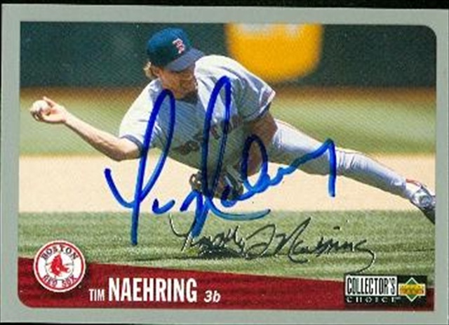 37526 Tim Naehring Autographed Baseball Card Boston Red Sox 1996 Upper Deck Collectors Choice No. 66