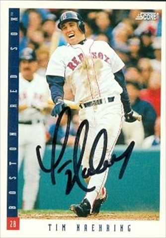37527 Tim Naehring Autographed Baseball Card Boston Red Sox 1993 Score No. 452
