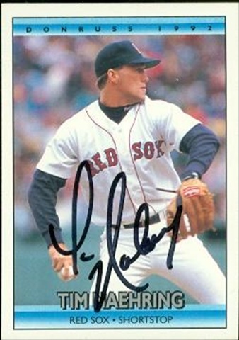 37528 Tim Naehring Autographed Baseball Card Boston Red Sox 1992 Donruss No. 742