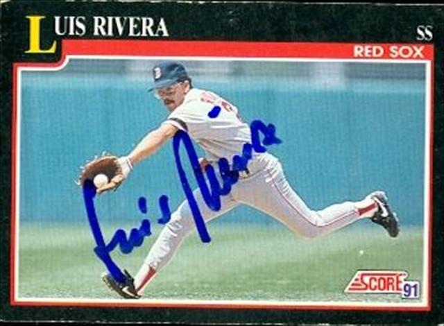 37601 Luis Rivera Autographed Baseball Card Boston Red Sox 1991 Score No. 271