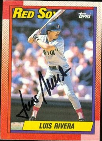 37602 Luis Rivera Autographed Baseball Card Boston Red Sox 1990 Topps No. 601