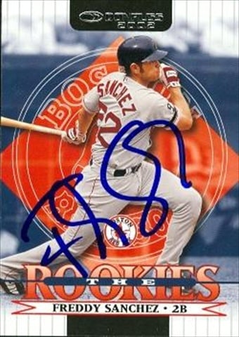 37623 Freddy Sanchez Autographed Baseball Card Boston Red Sox 2002 Donruss Rookies No. 94