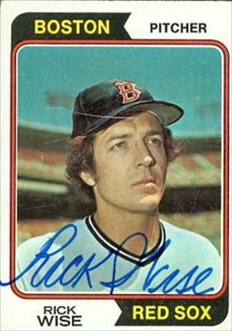 37651 Rick Wise Autographed Baseball Card Boston Red Sox 1974 Topps No. 84