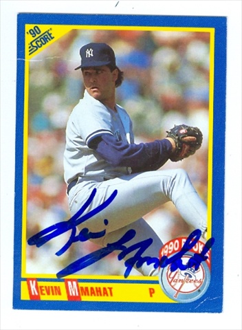 37696 Kevin Mmahat Autographed Baseball Card New York Yankees 1990 Score No. 643 67
