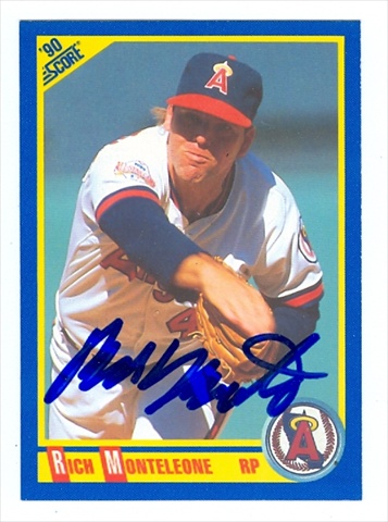37710 Rich Monteleone Autographed Baseball Card California Angels 1990 Score No. 565 67