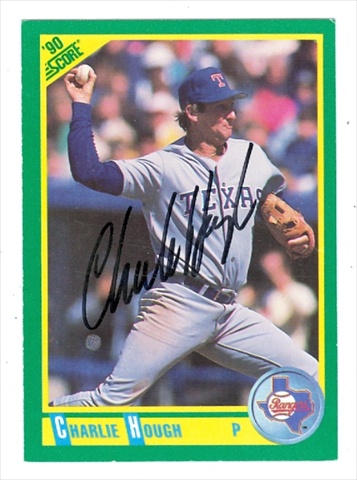 37715 Charlie Hough Autographed Baseball Card Texas Rangers 1990 Score No. 202 67