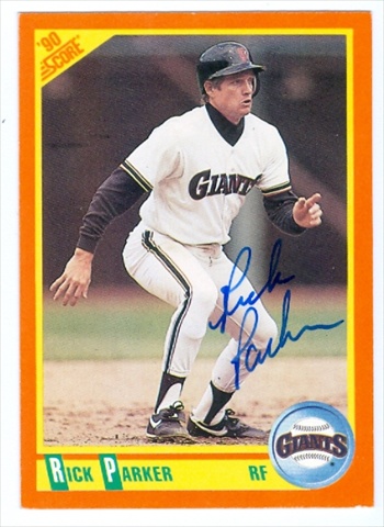 37736 Rick Parker Autographed Baseball Card San Francisco Giants 1990 Score No. 77T 67