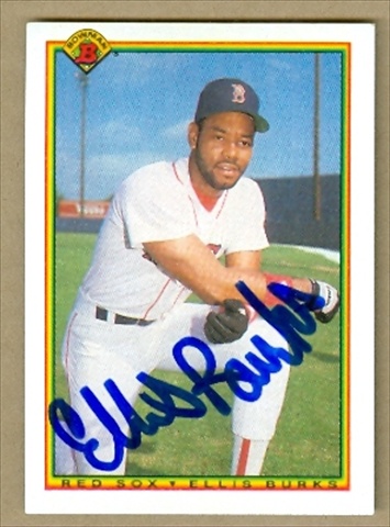 37751 Ellis Burks Autographed Baseball Card Boston Red Sox 1990 Topps Bowman No. 280 67