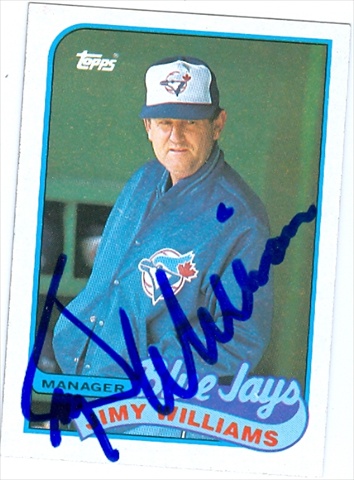 37758 Jimy Williams Autographed Baseball Card Toronto Blue Jays 1989 Topps No. 594 67