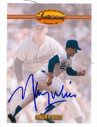 37775 Maury Wills Autographed Baseball Card Los Angeles Dodgers 1993 Ted Williams Card Company No. 17 67