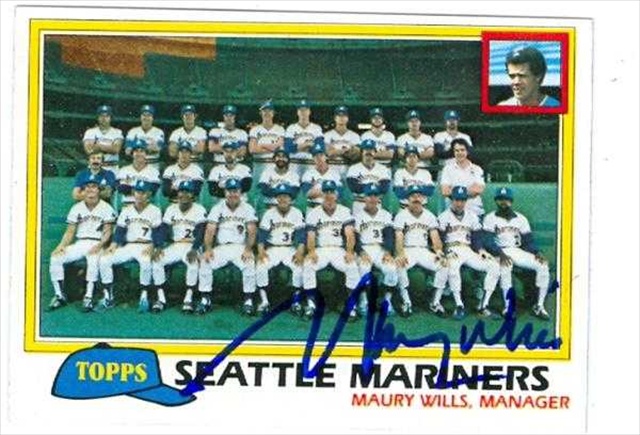37779 Maury Wills Autographed Baseball Card Seattle Mariners 1981 Topps No. 672 67