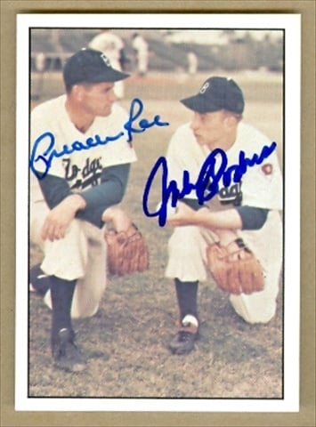 37781 Preacher Roe and Johnny Podres Autographed Baseball Card Brooklyn Dodgers 1979 Tcma No. 239 67