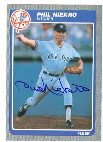 37824 Phil Niekro Autographed Baseball Card New York Yankees 1985 Fleer No. 138 67