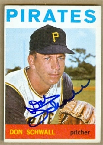 38104 Don Schwall Autographed Baseball Card Pittsburgh Pirates 1964 Topps No. 558 67