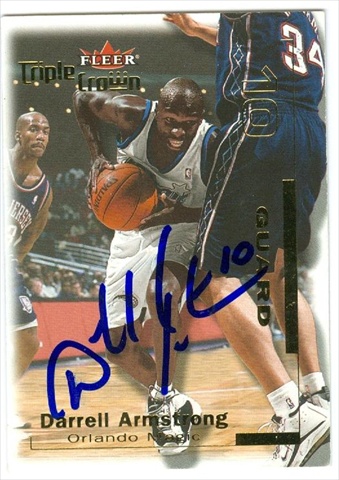 43714 Darrell Armstrong Autographed Basketball Card Orlando Magic 2001 Fleer Triple Crown No .123