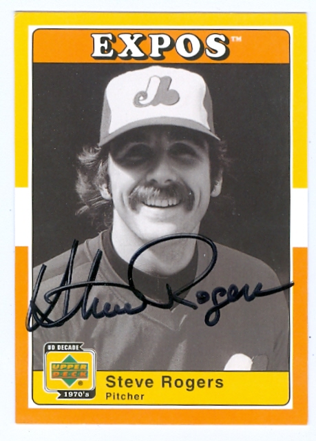 44996 Steve Rogers Autographed Baseball Card Montreal Expos 2001 Upper Deck Decade Legends No .67