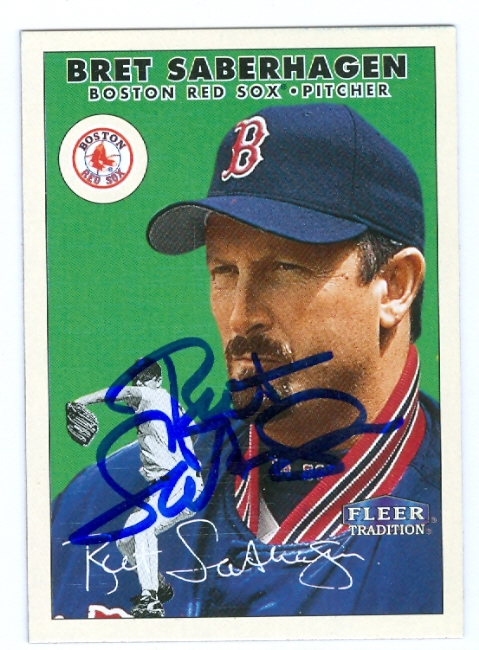 45008 Bret Saberhagen Autographed Baseball Card Boston Red Sox 2000 Fleer Tradition No .260
