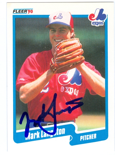 45083 Mark Langston Autographed Baseball Card Montreal Expos 1990 Fleer No .352