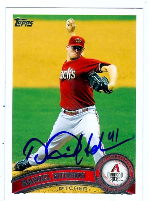 45090 Daniel Hudson Autographed Baseball Card Arizona Diamondbacks 2011 Topps No .176