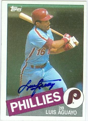 45092 Luis Aguayo Autographed Baseball Card Philadelphia Phillies 1985 Topps No .663