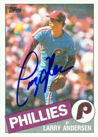 45110 Larry Anderson Autographed Baseball Card Philadelphia Phillies 1985 Topps No .428