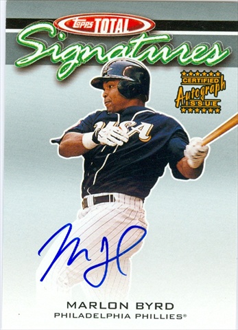 45122 Marlon Byrd Autographed Baseball Card Philadelphia Phillies 2003 Topps Total No .Ts-Mb