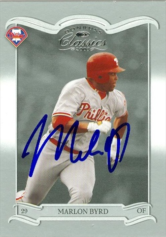 45125 Marlon Byrd Autographed Baseball Card Philadelphia Phillies 2003 Donruss Classics No .49