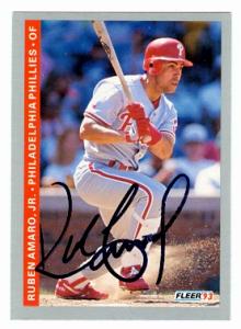 45127 Ruben Amaro Jr. Autographed Baseball Card Philadelphia Phillies 1993 Fleer No .97