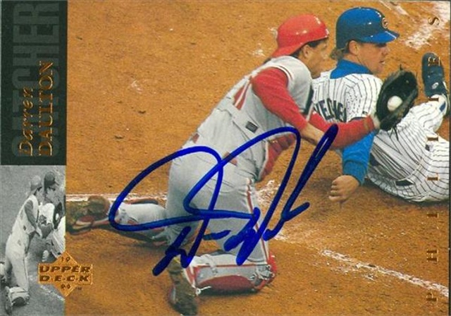 45131 Darren Daulton Autographed Baseball Card Philadelphia Phillies 1994 Upper Deck No .65