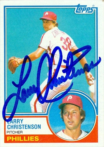 45145 Larry Christenson Autographed Baseball Card Philadelphia Phillies 1983 Topps No .668