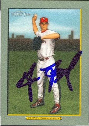 45167 Gavin Floyd Autographed Baseball Card Philadelphia Phillies 2005 Topps Turkey Red No .161