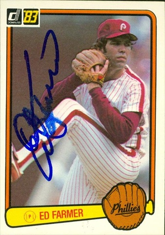 45189 Ed Farmer Autographed Baseball Card Philadelphia Phillies 1983 Donruss No .471