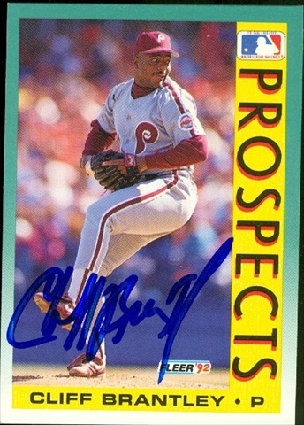 45199 Cliff Brantley Autographed Baseball Card Philadelphia Phillies 1992 Fleer No .662
