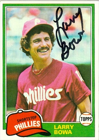 45227 Larry Bowa Autographed Baseball Card Philadelphia Phillies 1981 Topps No .120