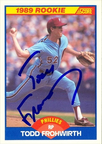 45239 Todd Frohwirth Autographed Baseball Card Philadelphia Phillies 1989 Score No .647