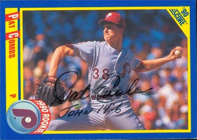 45246 Pat Combs Autographed Baseball Card Philadelphia Phillies 1990 Score No .623