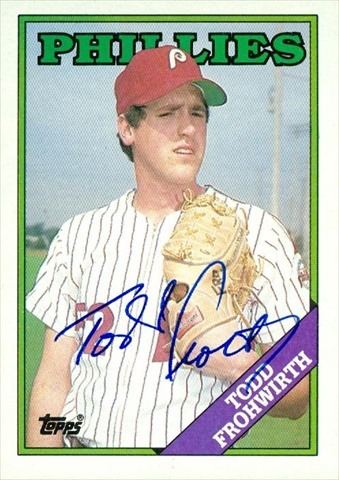 45249 Todd Frohwirth Autographed Baseball Card Philadelphia Phillies 1988 Topps No .378