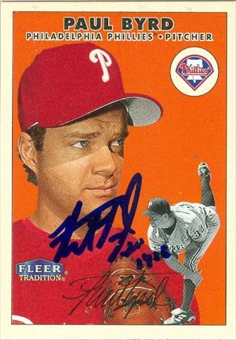 45250 Paul Byrd Autographed Baseball Card Philadelphia Phillies 2000 Fleer Tradition No .365