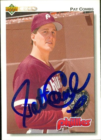 45251 Pat Combs Autographed Baseball Card Philadelphia Phillies 1992 Upper Deck No .442