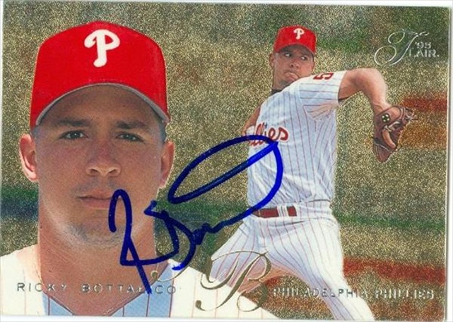 45294 Ricky Bottalico Autographed Baseball Card Philadelphia Phillies 1995 Fleer Flair No .388