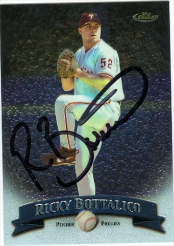 45299 Ricky Bottalico Autographed Baseball Card Philadelphia Phillies 1998 Topps Finest No .84